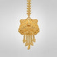 22KT Yellow Gold Floral Maang Tikka with Pink Stones & Pearls