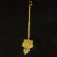 22KT Yellow Gold Floral Maang Tikka with Pink Stones & Pearls