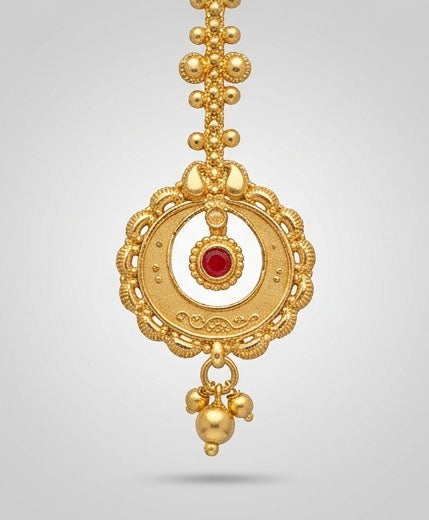 22KT Gold Goddess Lakshmi Temple Maang Tikka | Religious Bridal Jewelry