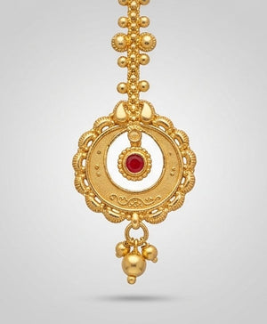 22KT Gold Goddess Lakshmi Temple Maang Tikka | Religious Bridal Jewelry