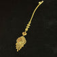 22KT Gold Peacock Motif Maang Tikka with Hanging Gold Beads