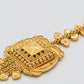 Elegant 22KT Gold Heart-Shaped Maang Tikka with Ruby & Pearl Drop