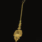 Elegant 22KT Gold Heart-Shaped Maang Tikka with Ruby & Pearl Drop