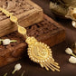 Modern 22KT Gold Geometric Maang Tikka with Ruby Stone Accents