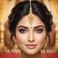 22KT Gold Chandbali Style Maang Tikka | Royal Meenakari Gold Jewelry