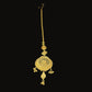 22KT Yellow Gold Sunburst Maang Tikka | Handcrafted Gold Tikka with Pearls