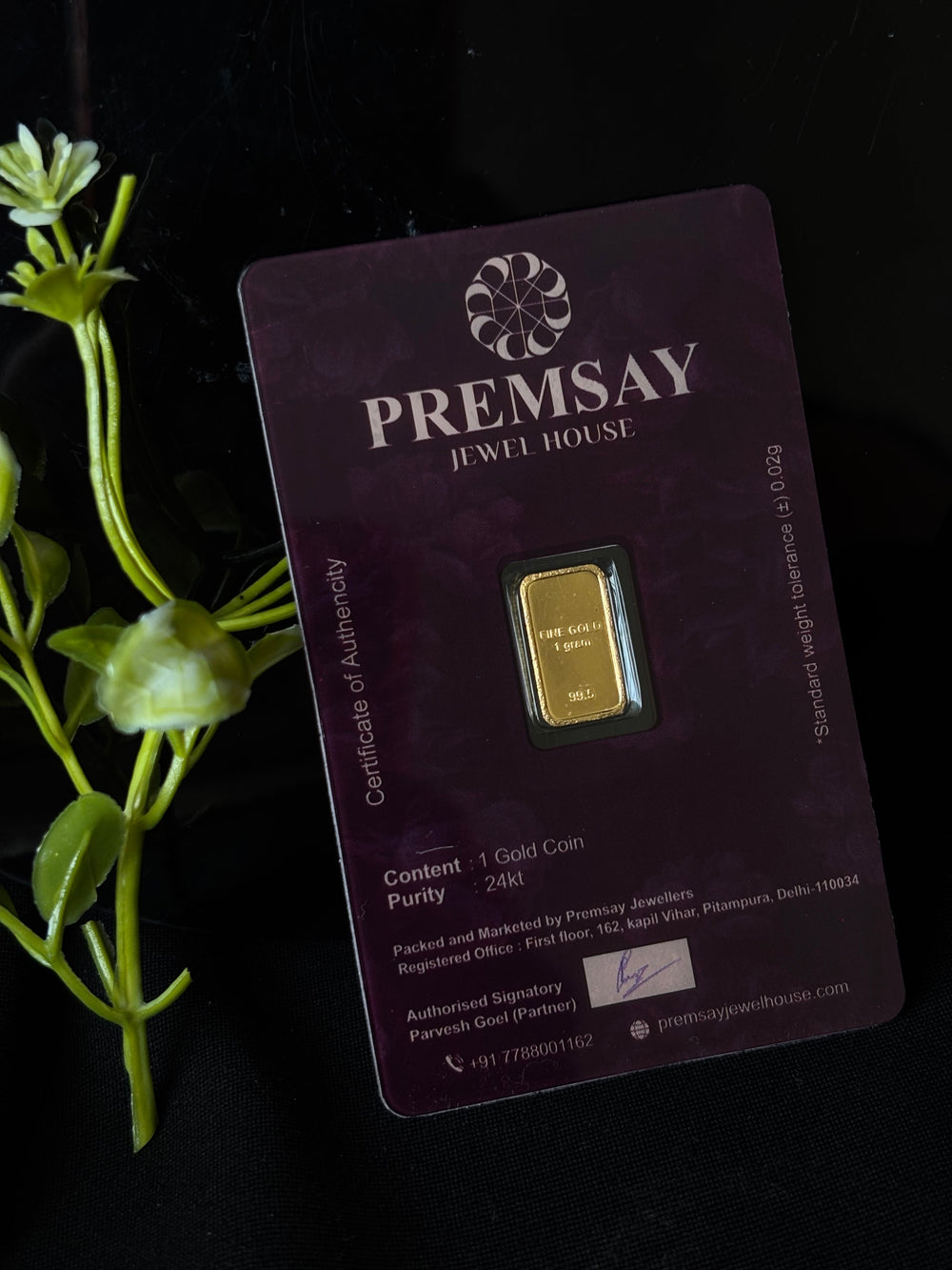 Premsay Jewel House 24K (995) Pure Gold Coin - 1 Grams