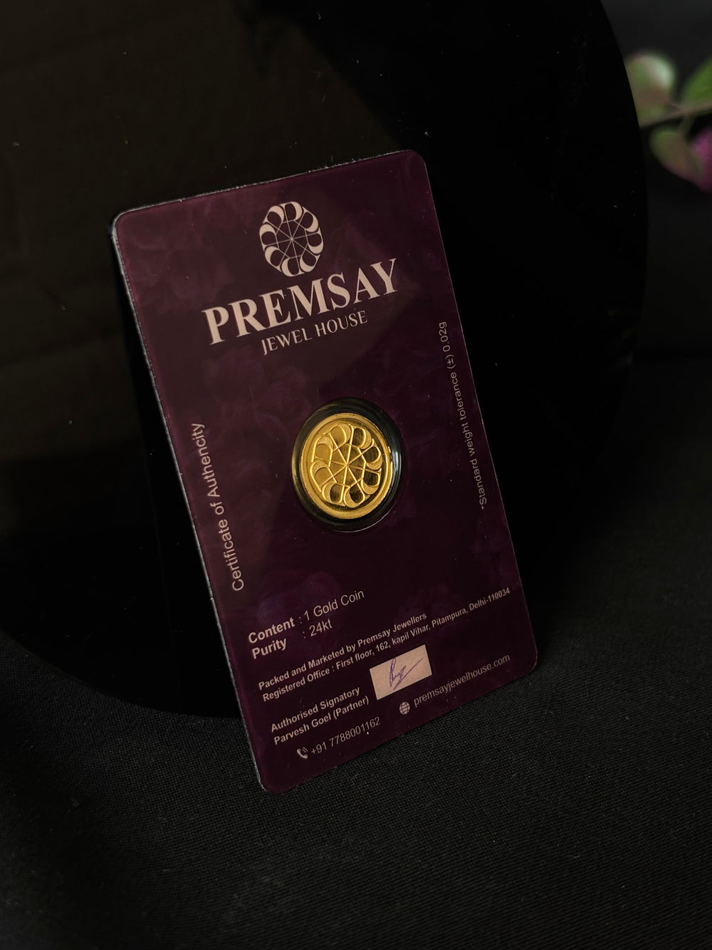 Premsay Jewel House 24K (995) Pure Gold Coin - 2 Grams