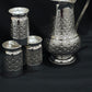 925 sterling silver water jug set, featuring a beautifully hammered texture and intricate detailing.