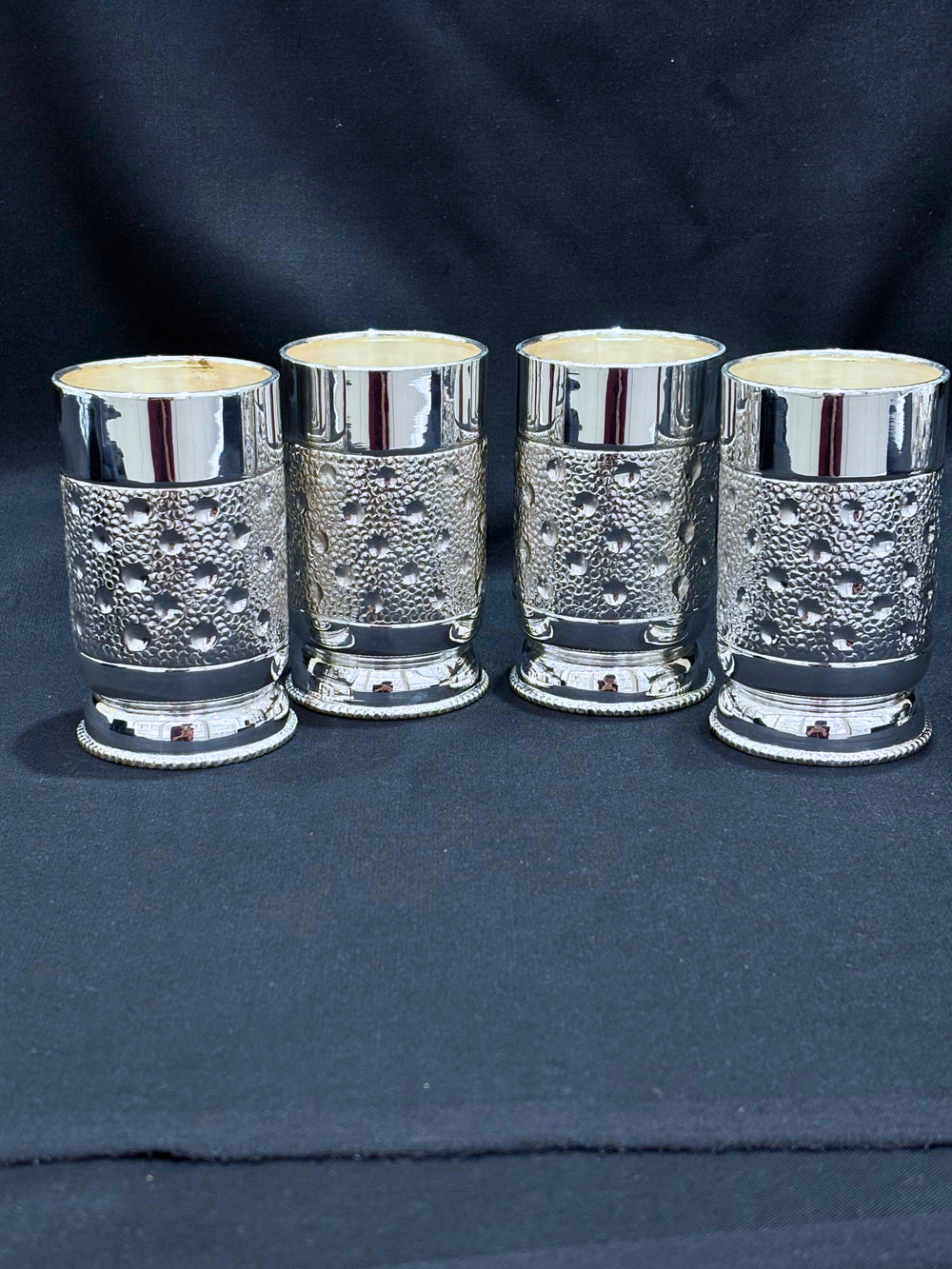 925 sterling silver water jug set, featuring a beautifully hammered texture and intricate detailing.