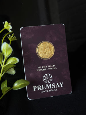 PremSay Jewel House 24K (999) Pure Gold Coin - 100mg Wedding Couple