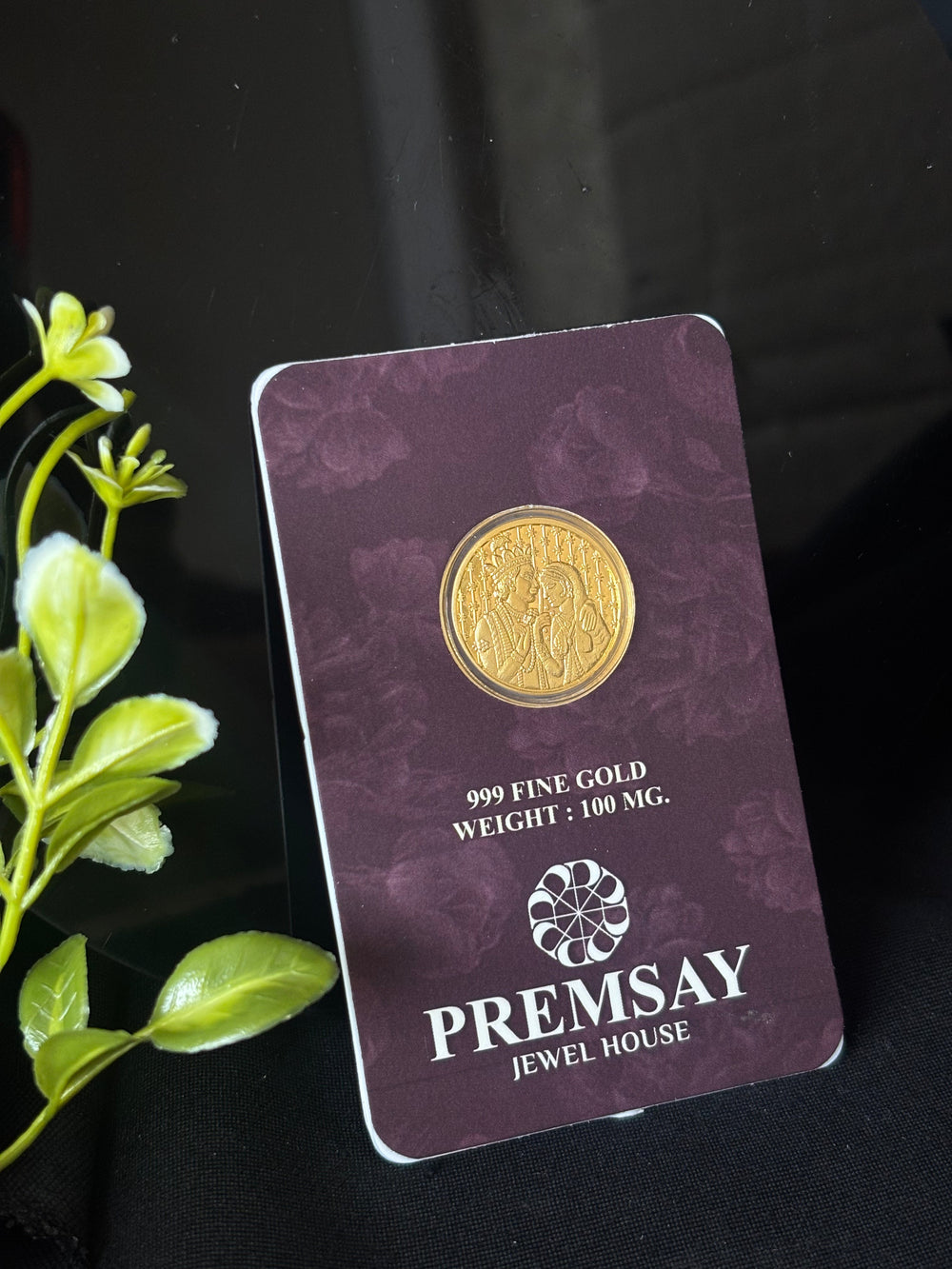 PremSay Jewel House 24K (999) Pure Gold Coin - 100mg Wedding Couple