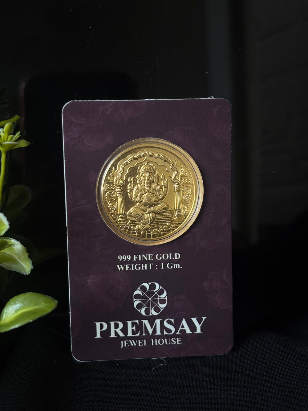 Premsay Jewel House 24K (999) Pure Gold Coin – Lord Ganesha – 1g