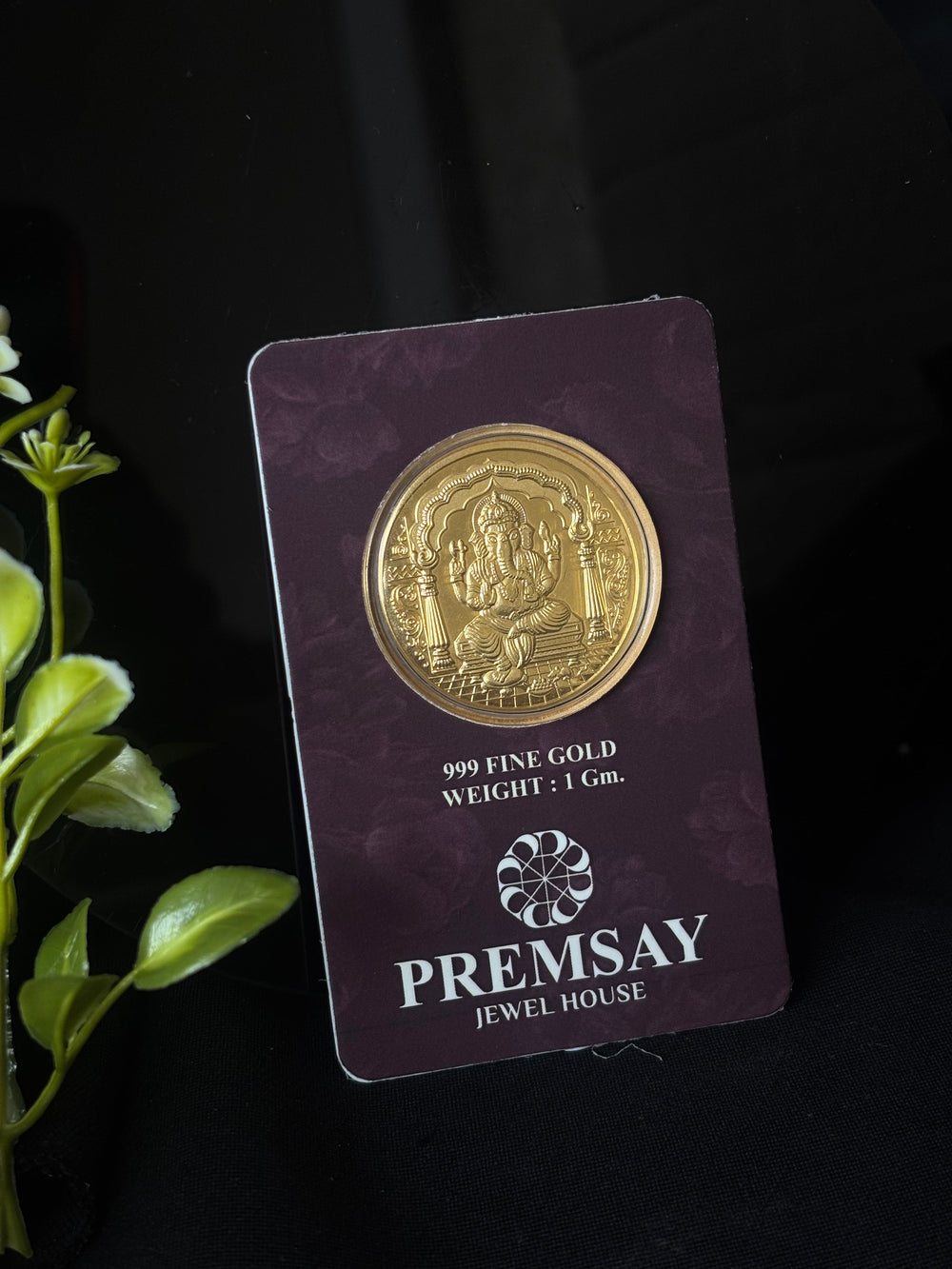 Premsay Jewel House 24K (999) Pure Gold Coin – Lord Ganesha – 1g