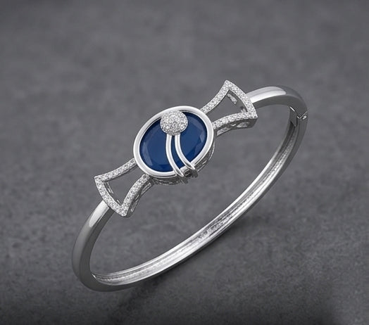 Celestial Azure 92.5 Sterling Silver Art-Deco Bangle