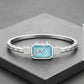 Sky Blue Halo 92.5 Sterling Silver Hinged Bangle