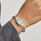 Sky Blue Halo 92.5 Sterling Silver Hinged Bangle