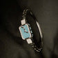 Sky Blue Halo 92.5 Sterling Silver Hinged Bangle
