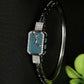 Sky Blue Halo 92.5 Sterling Silver Hinged Bangle