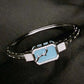 Sky Blue Halo 92.5 Sterling Silver Hinged Bangle
