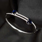 Sapphire Heart Dual-Row 92.5 Sterling Silver Bangle