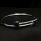 Sapphire Heart Dual-Row 92.5 Sterling Silver Bangle