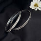 Floral Etched Sterling Silver Bangle Set