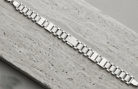 Modern Link Sterling Silver Mens Executive Bracelet