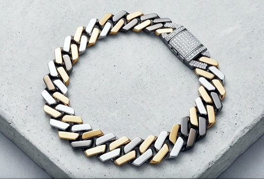Tri-Tone Luxury Cuban Link Gents Bracelet