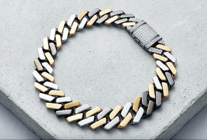 Tri-Tone Luxury Cuban Link Gents Bracelet
