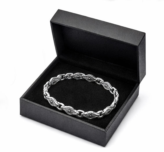Vintage Filigree Sterling Silver Gents Link Bracelet