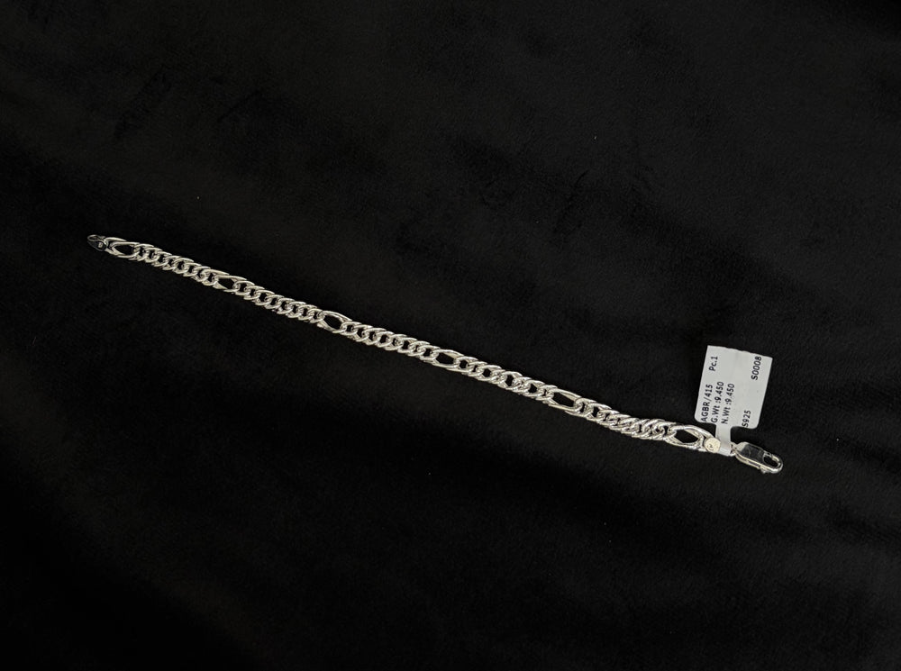 Classic Figaro Duo Sterling Silver Gents Bracelet