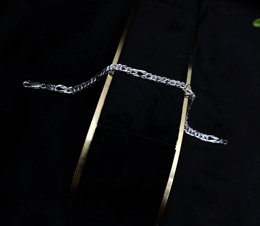 Classic Figaro Duo Sterling Silver Gents Bracelet