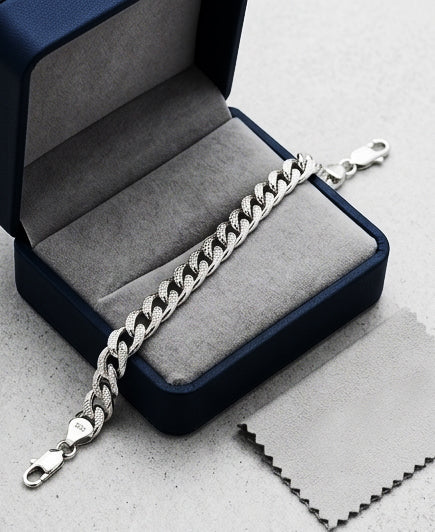 Diamond-Cut Sterling Silver Cuban Curb Bracelet
