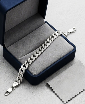 Diamond-Cut Sterling Silver Cuban Curb Bracelet