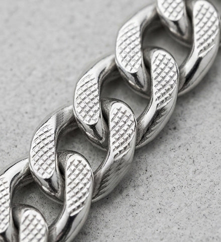 Diamond-Cut Sterling Silver Cuban Curb Bracelet