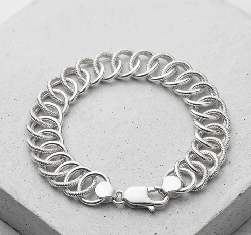 Urban Mesh Sterling Silver Gents Curb Bracelet