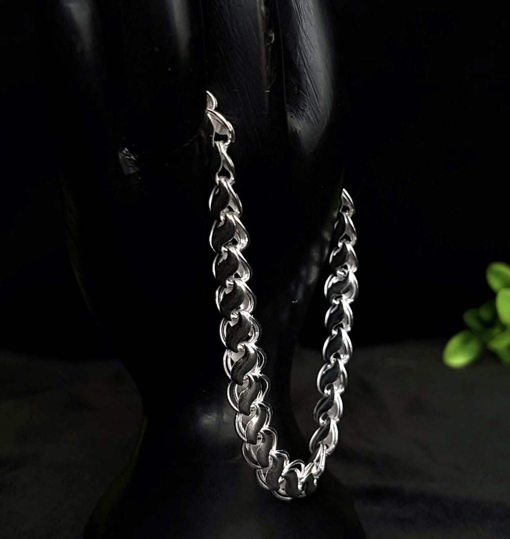 Infinity Wave Sterling Silver Gents Link Bracelet