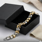 Two-Tone Sacred Om Sterling Silver Gents Bracelet