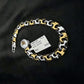 Two-Tone Sacred Om Sterling Silver Gents Bracelet