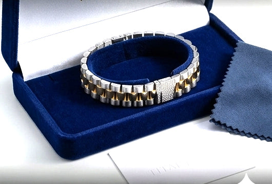 Presidential Two-Tone Sterling Silver Gents Link Bracelet
