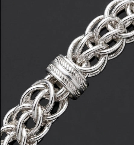 Imperial Byzantine Sterling Silver Gents Link Bracelet