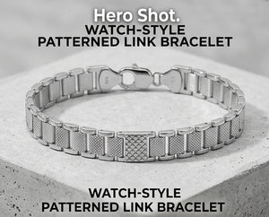 PSJ Executive Textured Link Sterling Silver Gents Bracelet