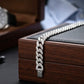 Diamond-Ice Sterling Silver Gents Cuban Bracelet