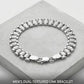 Modern Precision Dual-Textured Sterling Silver Gents Bracelet