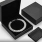 Modern Precision Dual-Textured Sterling Silver Gents Bracelet