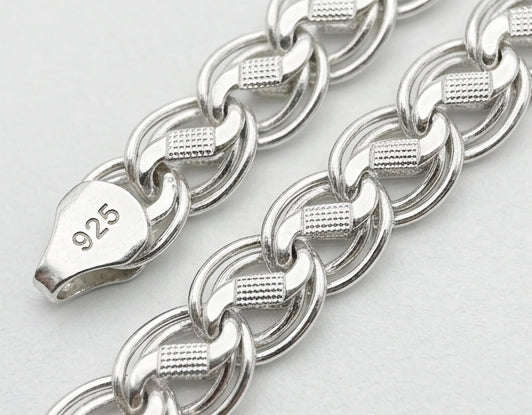 Textured Infinity Link Sterling Silver Gents Bracelet