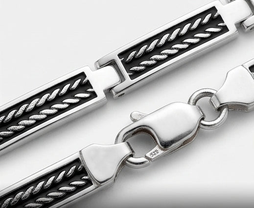 Artisan Filigree Sterling Silver Gents Bar Bracelet