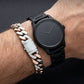 Iced-Out Two-Tone Greek Key Sterling Silver Gents Bracelet
