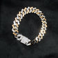Iced-Out Two-Tone Greek Key Sterling Silver Gents Bracelet